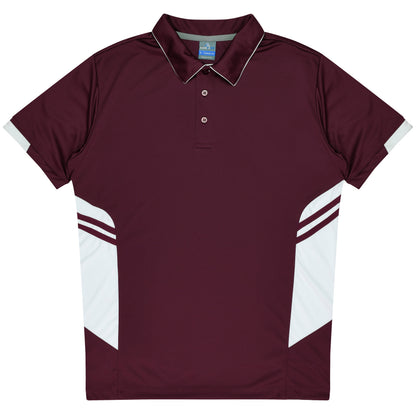MAROON/WHITE - Tasman Kids Polos