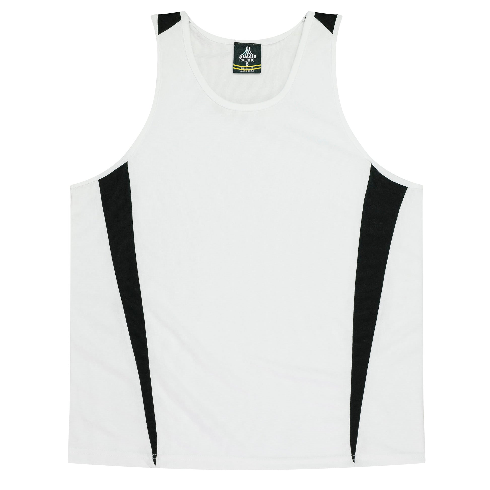 WHITE/BLACK - Eureka Kids Singlets