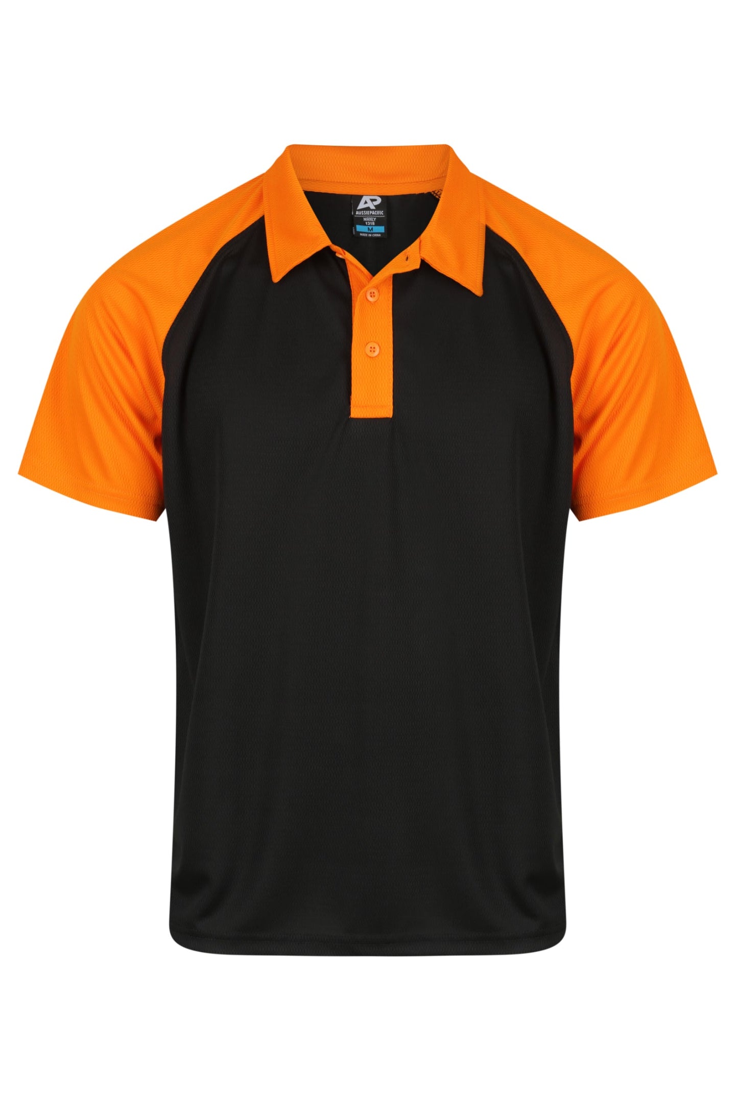 BLACK/ELECTRIC ORANGE - Manly Mens Polos