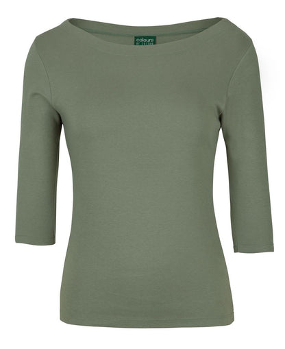 C of C Ladies 3/4 Sleeve Boat Neck Tee Sage