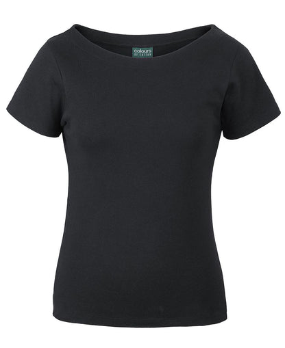 C of C Ladies S/S Boat Neck Tee Black