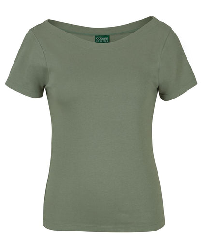 C of C Ladies S/S Boat Neck Tee Black