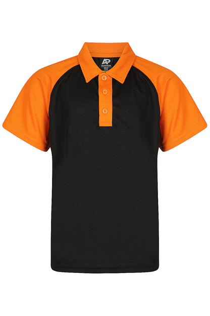 BLACK/ELECTRIC ORANGE - Manly Kids Polos