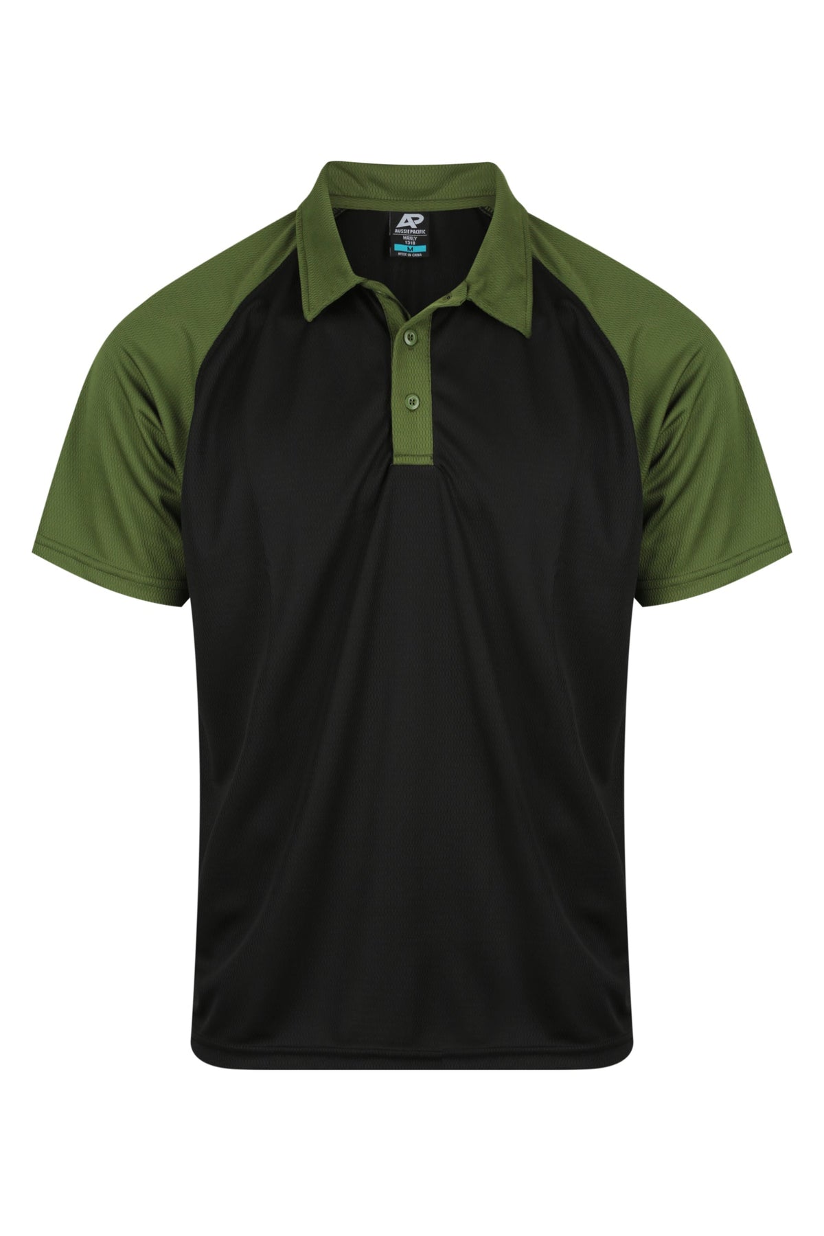 BLACK/ARMY GREEN - Manly Mens Polos