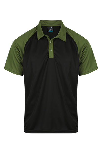 BLACK/ARMY GREEN - Manly Mens Polos