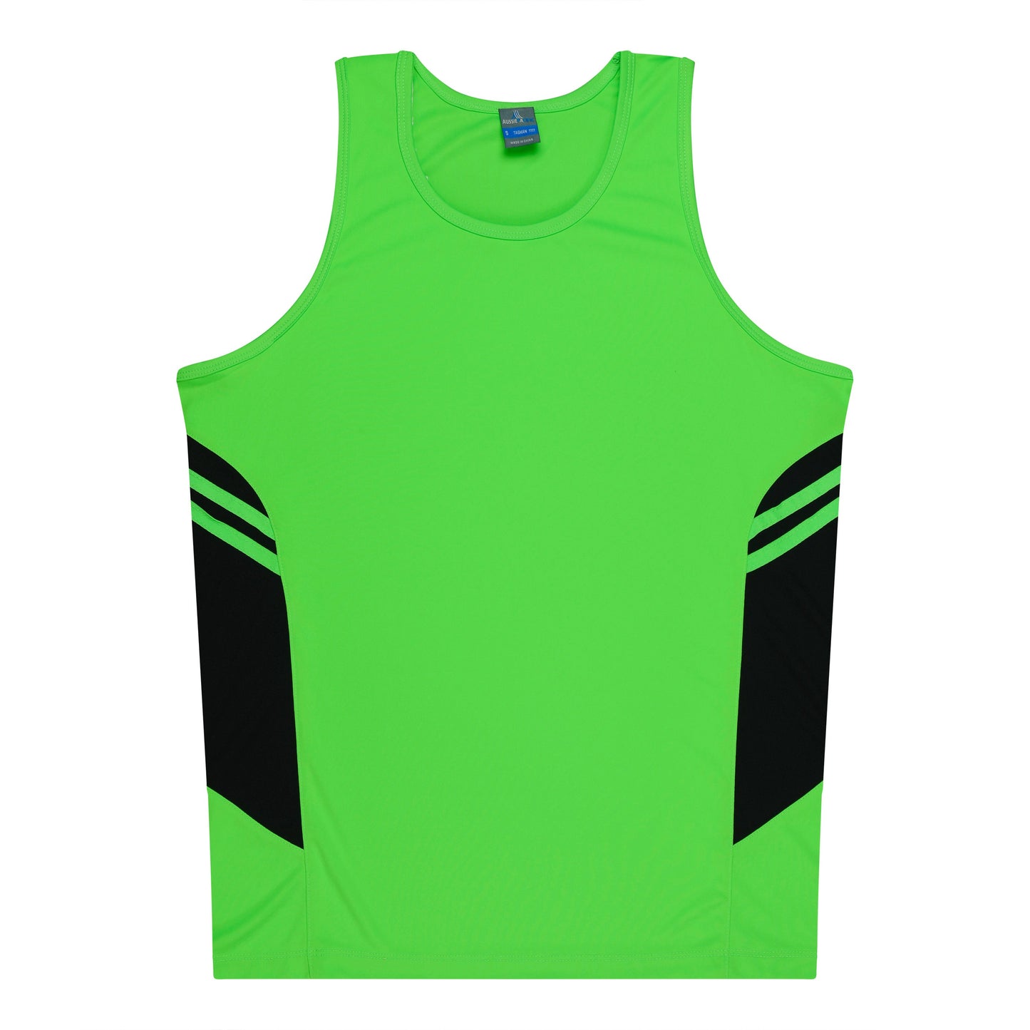 NEON GREEN/BLACK - Tasman Kids Singlets