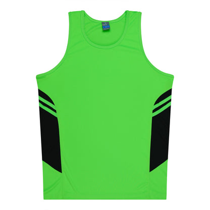 NEON GREEN/BLACK - Tasman Kids Singlets