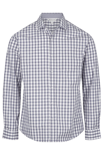 CHARCOAL/SILVER - Devonport Mens Shirt Long Sleeve