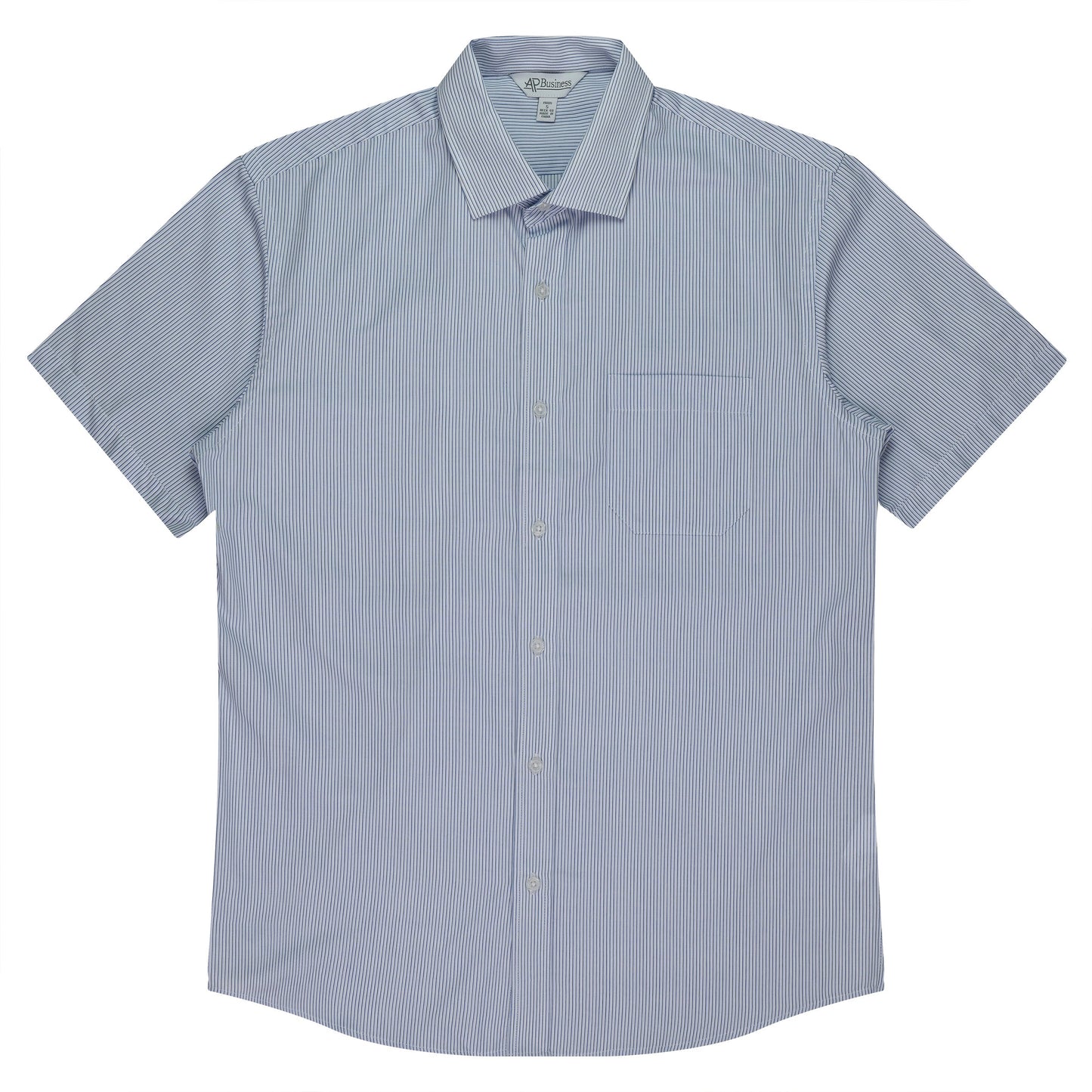WHITE/NAVY - Henley Mens Shirt Short Sleeve