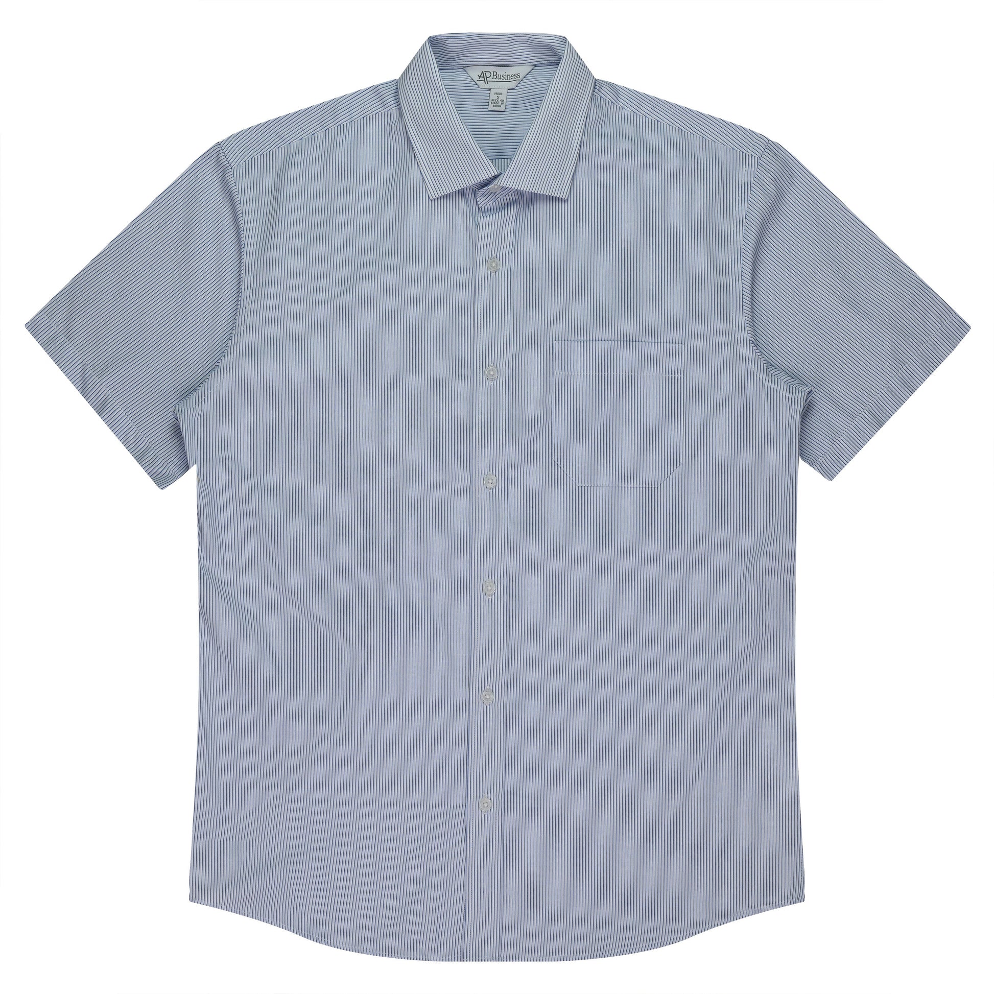 WHITE/NAVY - Henley Mens Shirt Short Sleeve