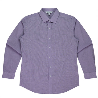 PURPLE/WHITE - Toorak Mens Shirt Long Sleeve