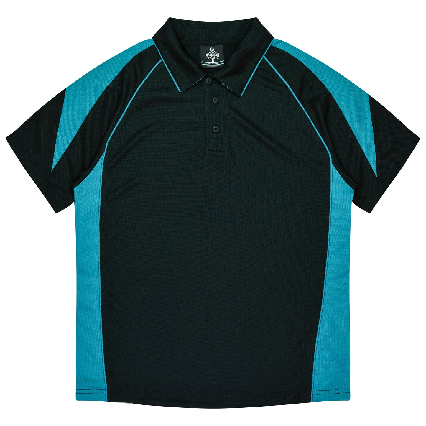 BLACK/TEAL - Premier Kids Polos