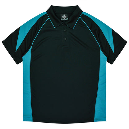 BLACK/TEAL - Premier Kids Polos
