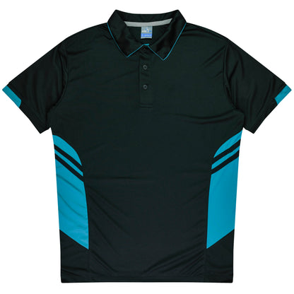 BLACK/TEAL - Tasman Kids Polos