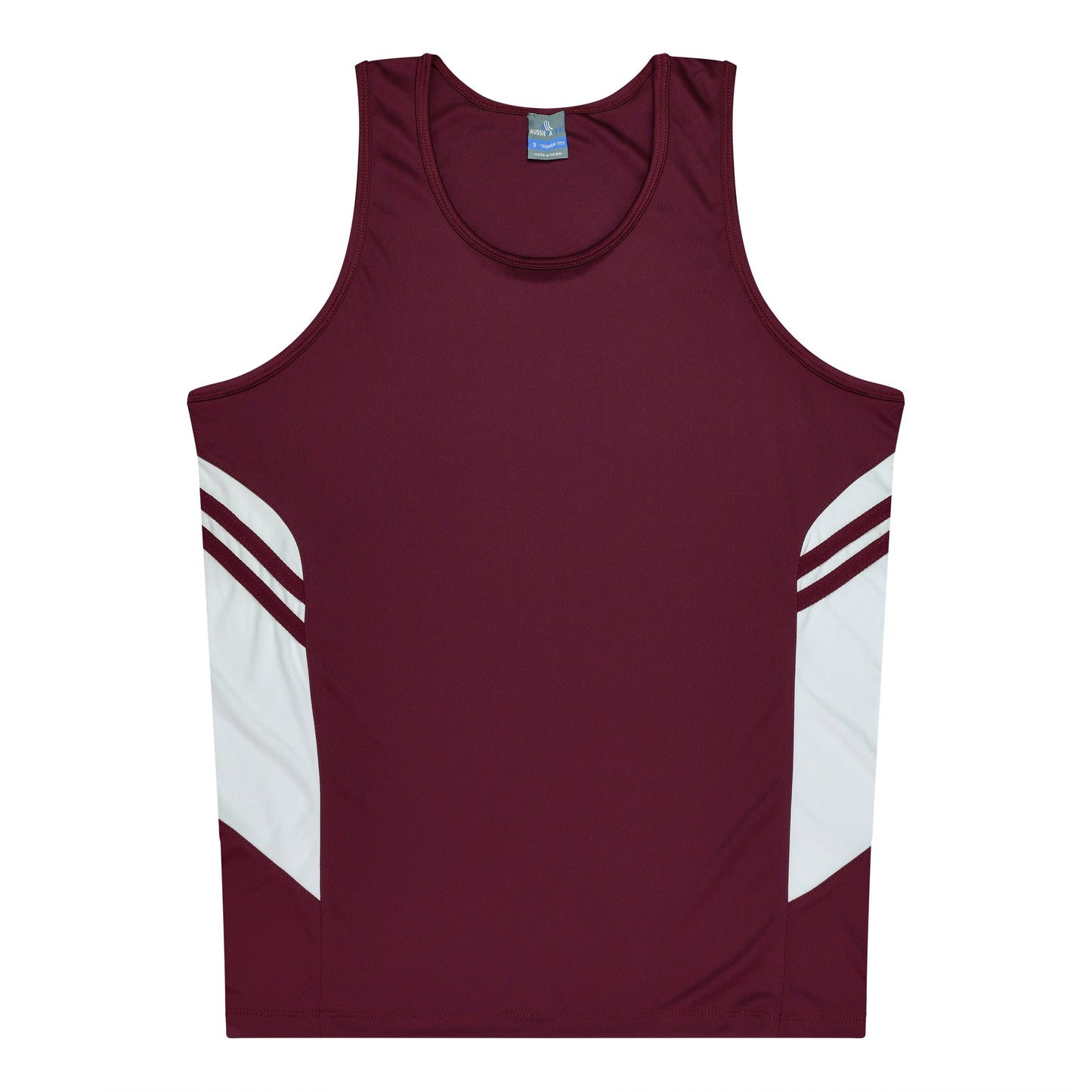 MAROON/WHITE - Tasman Kids Singlets