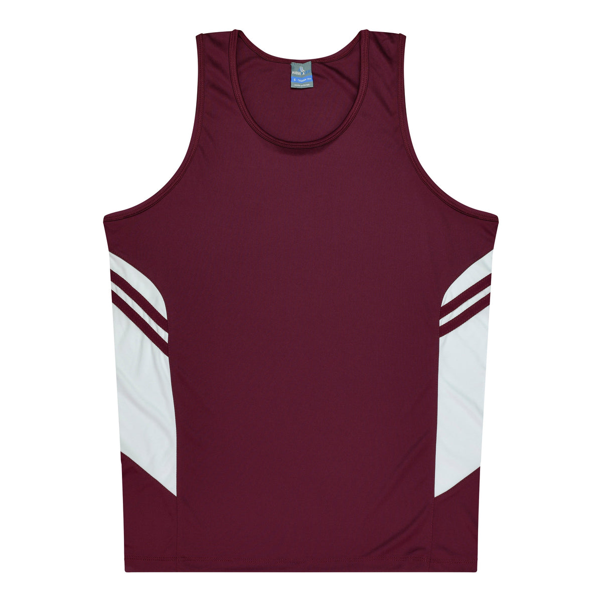 MAROON/WHITE - Tasman Kids Singlets