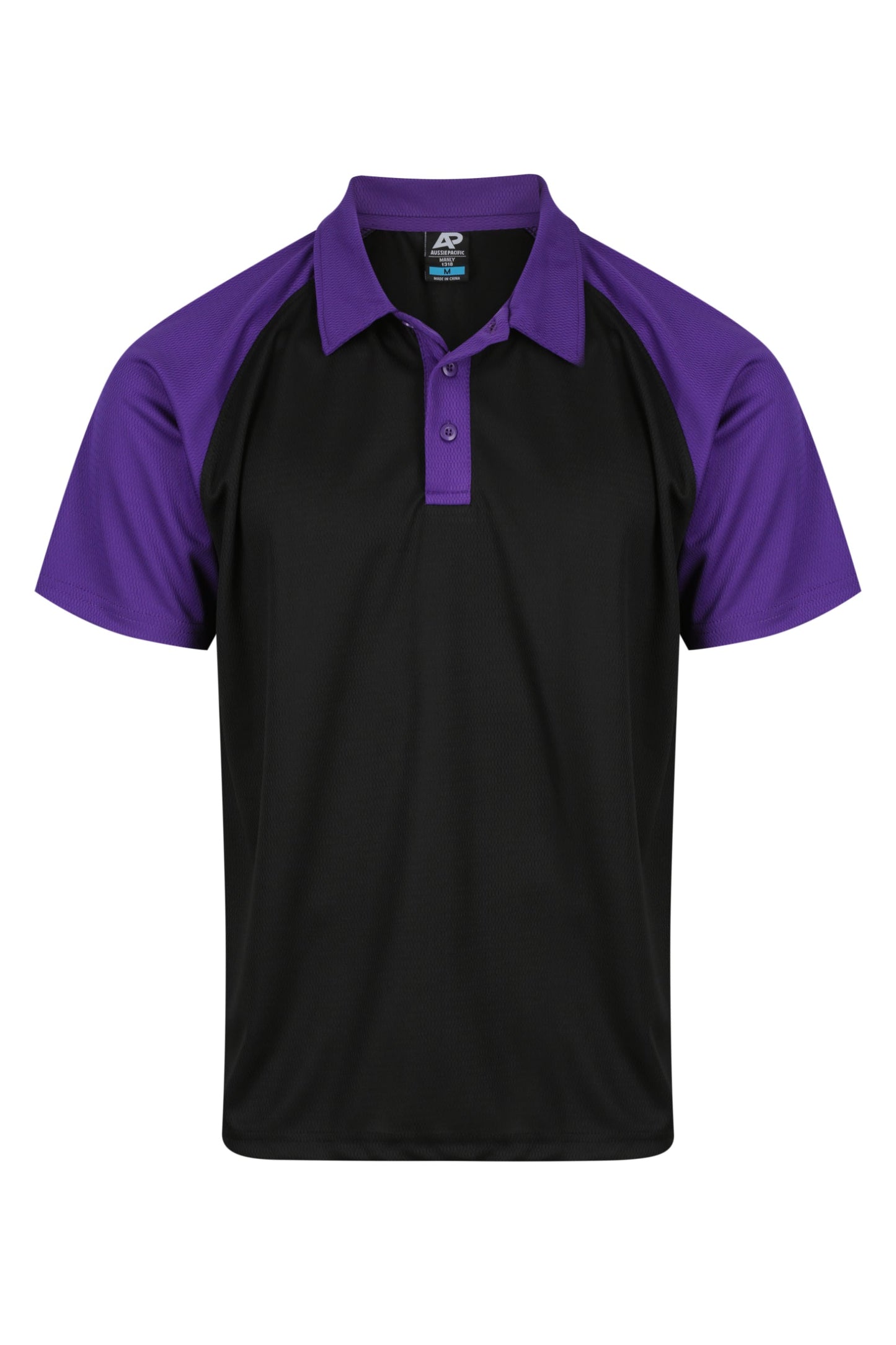 BLACK/ELECTRIC PURPLE - Manly Mens Polos