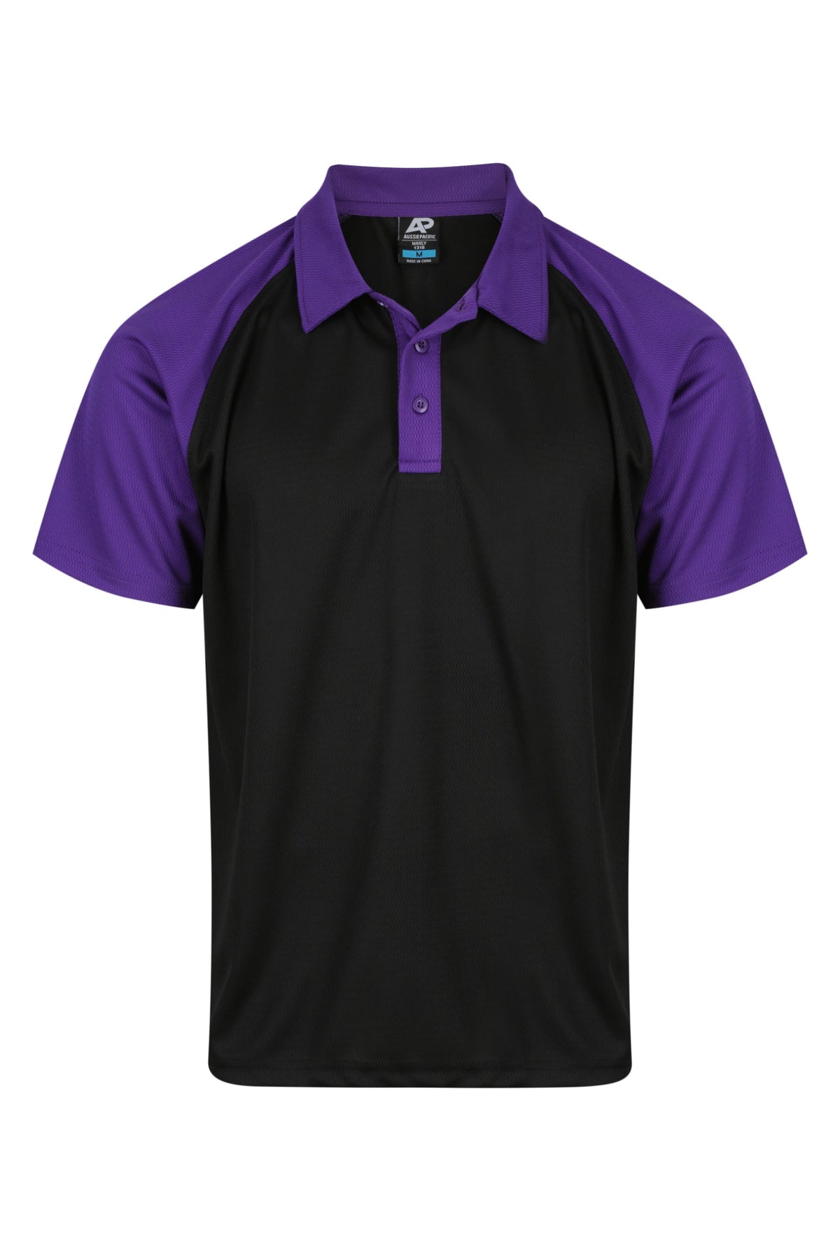 BLACK/ELECTRIC PURPLE - Manly Mens Polos