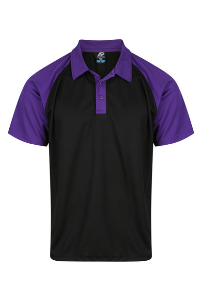 BLACK/ELECTRIC PURPLE - Manly Mens Polos