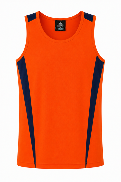 ORANGE/NAVY - Eureka Mens Singlets