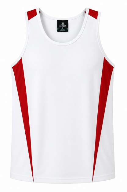 WHITE/RED - Eureka Mens Singlets