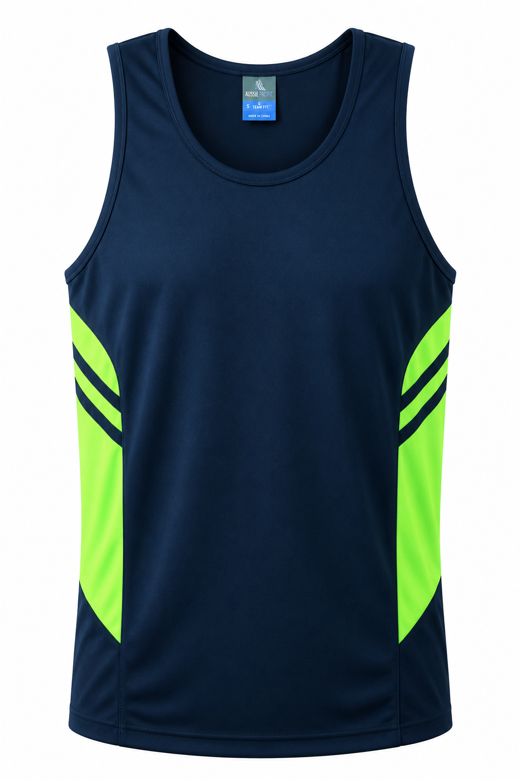 NAVY/NEON GREEN - Tasman Mens Singlets