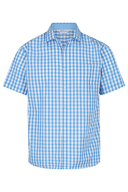 MID BLUE/SKY - Devonport Mens Shirt Short Sleeve