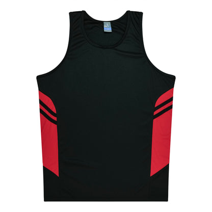 BLACK/RED - Tasman Kids Singlets