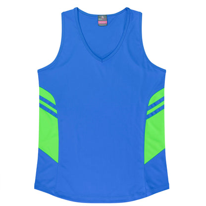 CYAN/NEON GREEN - Tasman Lady Singlets