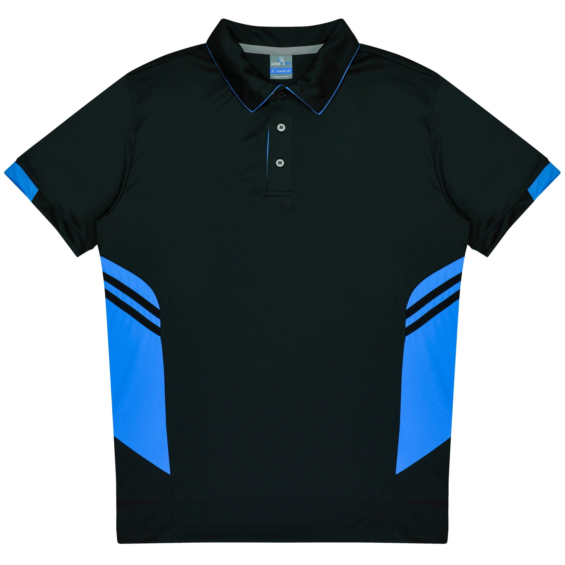 BLACK/CYAN - Tasman Kids Polos