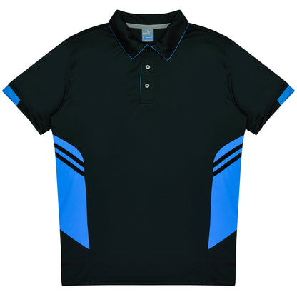 BLACK/CYAN - Tasman Kids Polos