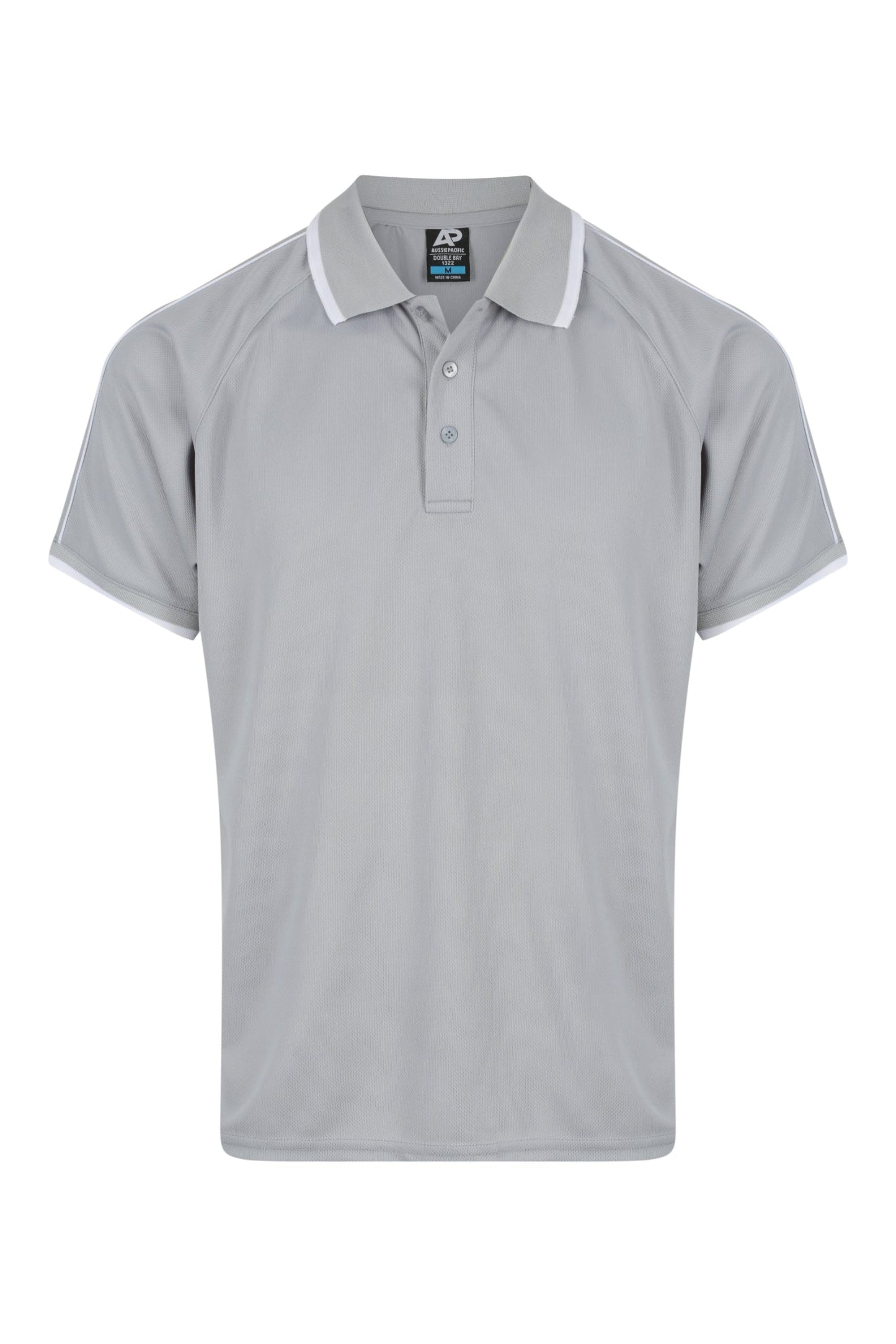 SILVER/WHITE - Double Bay Mens Polos