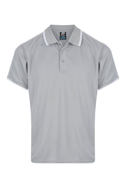 SILVER/WHITE - Double Bay Mens Polos