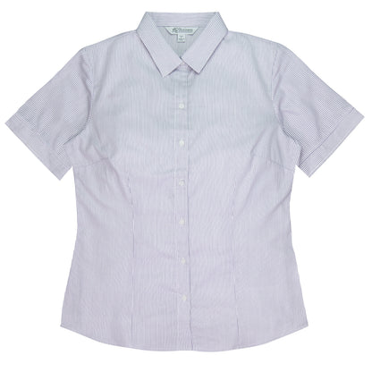 WHITE/PURPLE - Henley Lady Shirt Short Sleeve