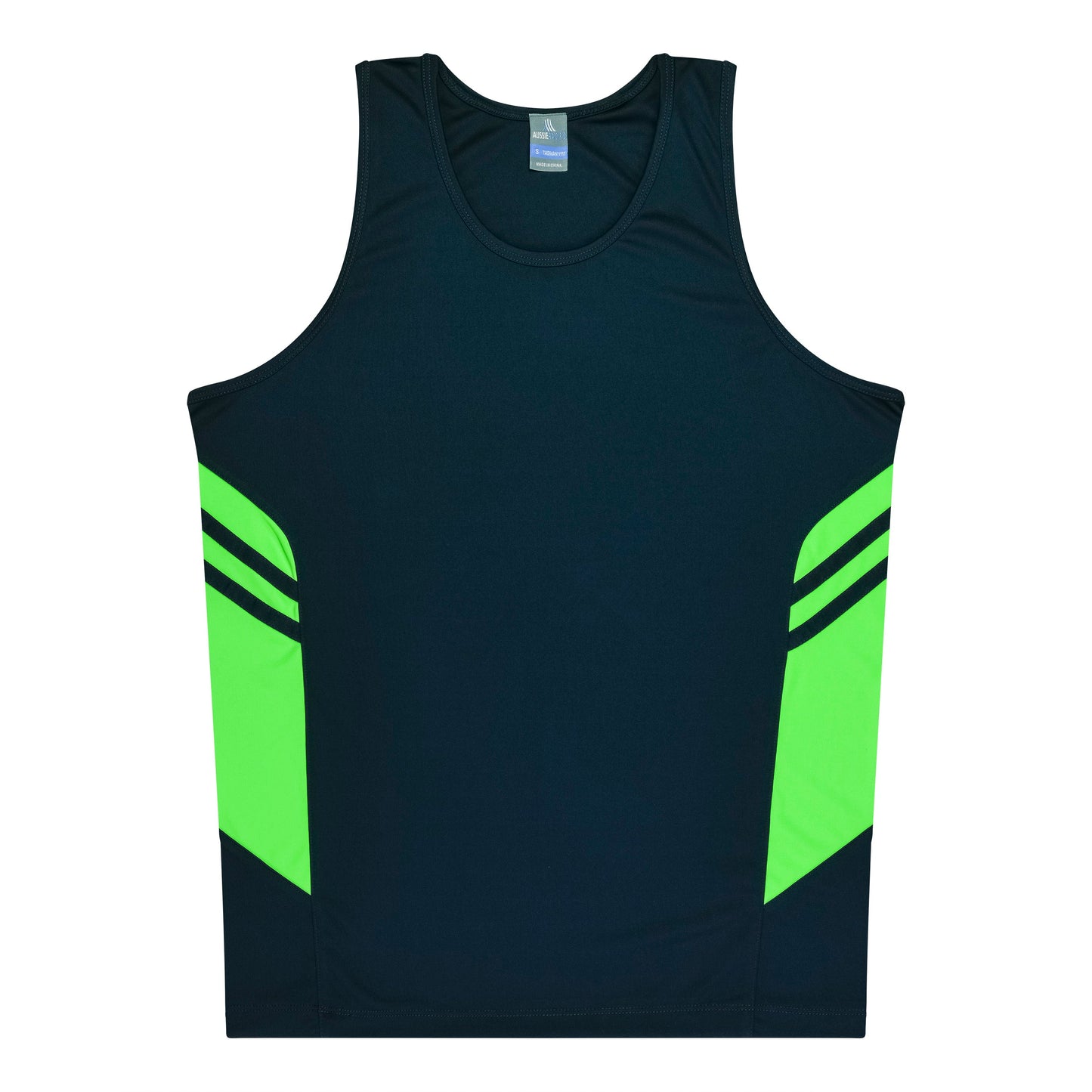 NAVY/NEON GREEN - Tasman Kids Singlets