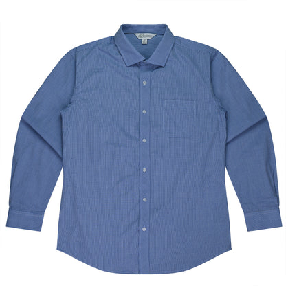 NAVY/WHITE - Toorak Mens Shirt Long Sleeve