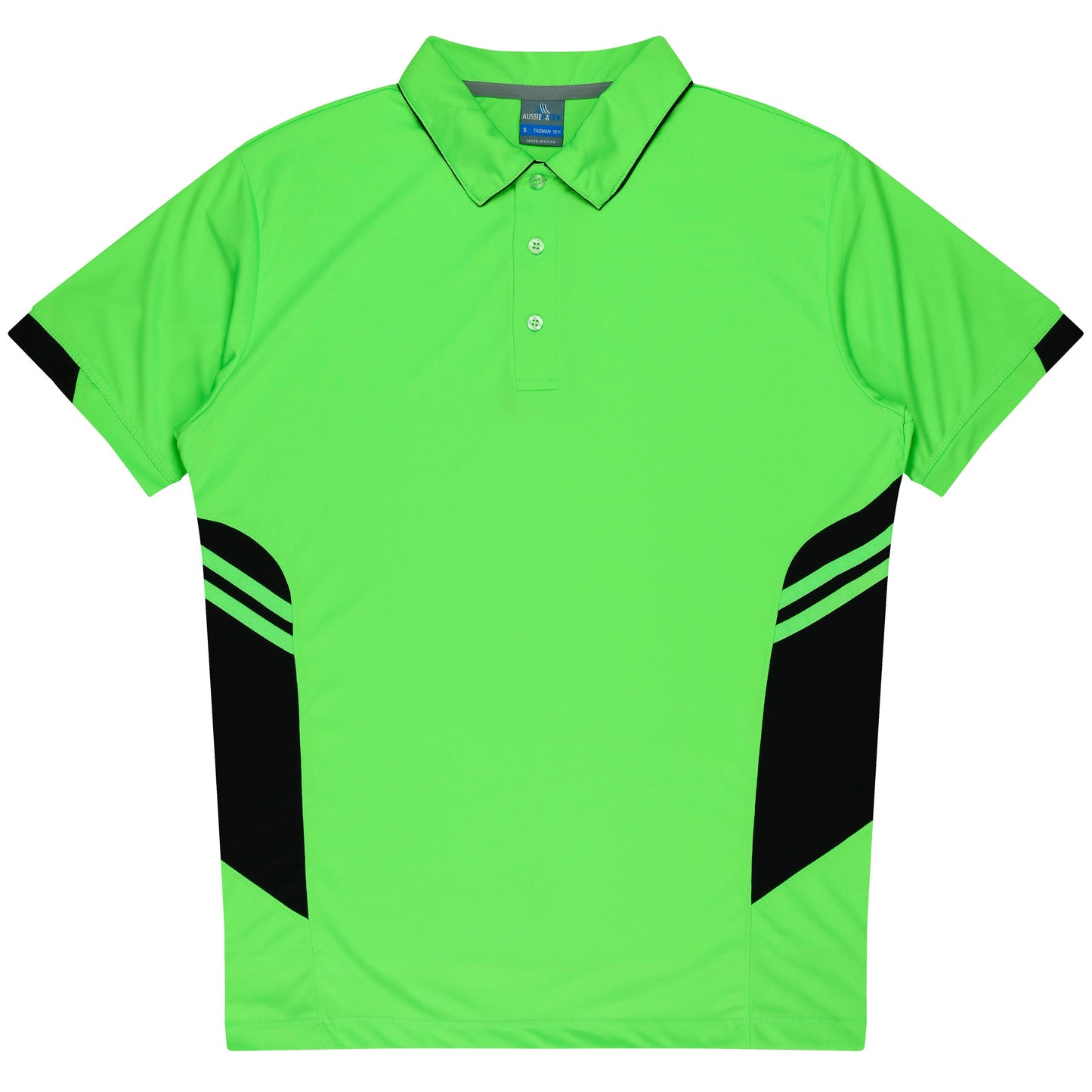 NEON GREEN/BLACK - Tasman Kids Polos