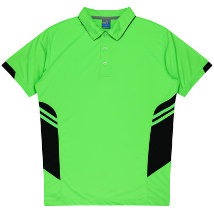 NEON GREEN/BLACK - Tasman Kids Polos