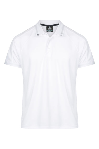 WHITE/NAVY - Flinders Mens Polos