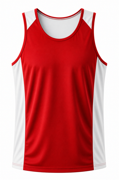 RED/WHITE - Premier Mens Singlets