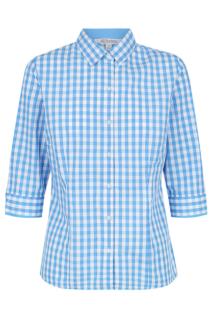 MID BLUE/SKY - Devonport Lady Shirt 3/4 Sleeve