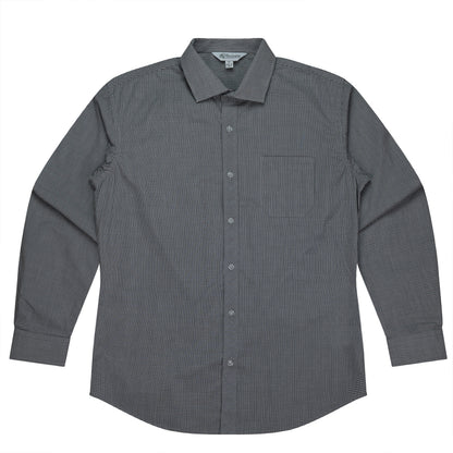 BLACK/WHITE - Toorak Mens Shirt Long Sleeve