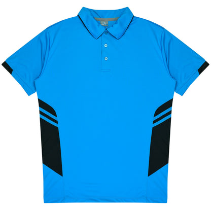 CYAN/BLACK - Tasman Kids Polos