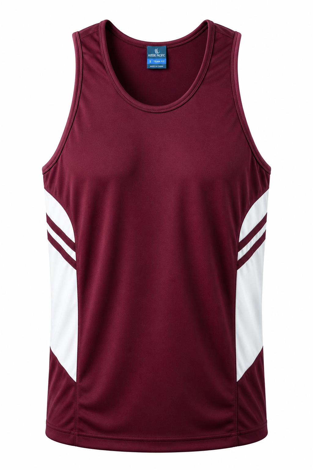MAROON/WHITE - Tasman Mens Singlets