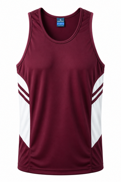 MAROON/WHITE - Tasman Mens Singlets