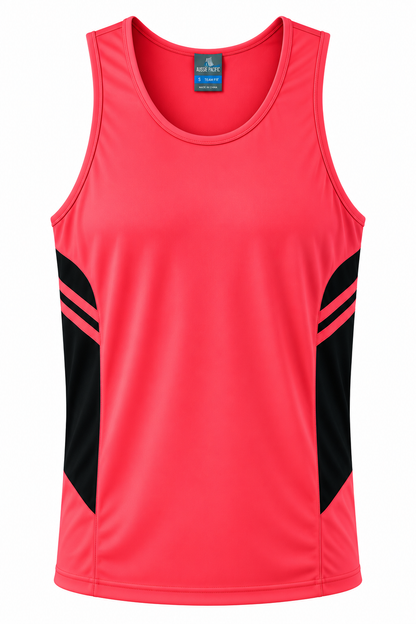 NEON PINK/BLACK - Tasman Mens Singlets