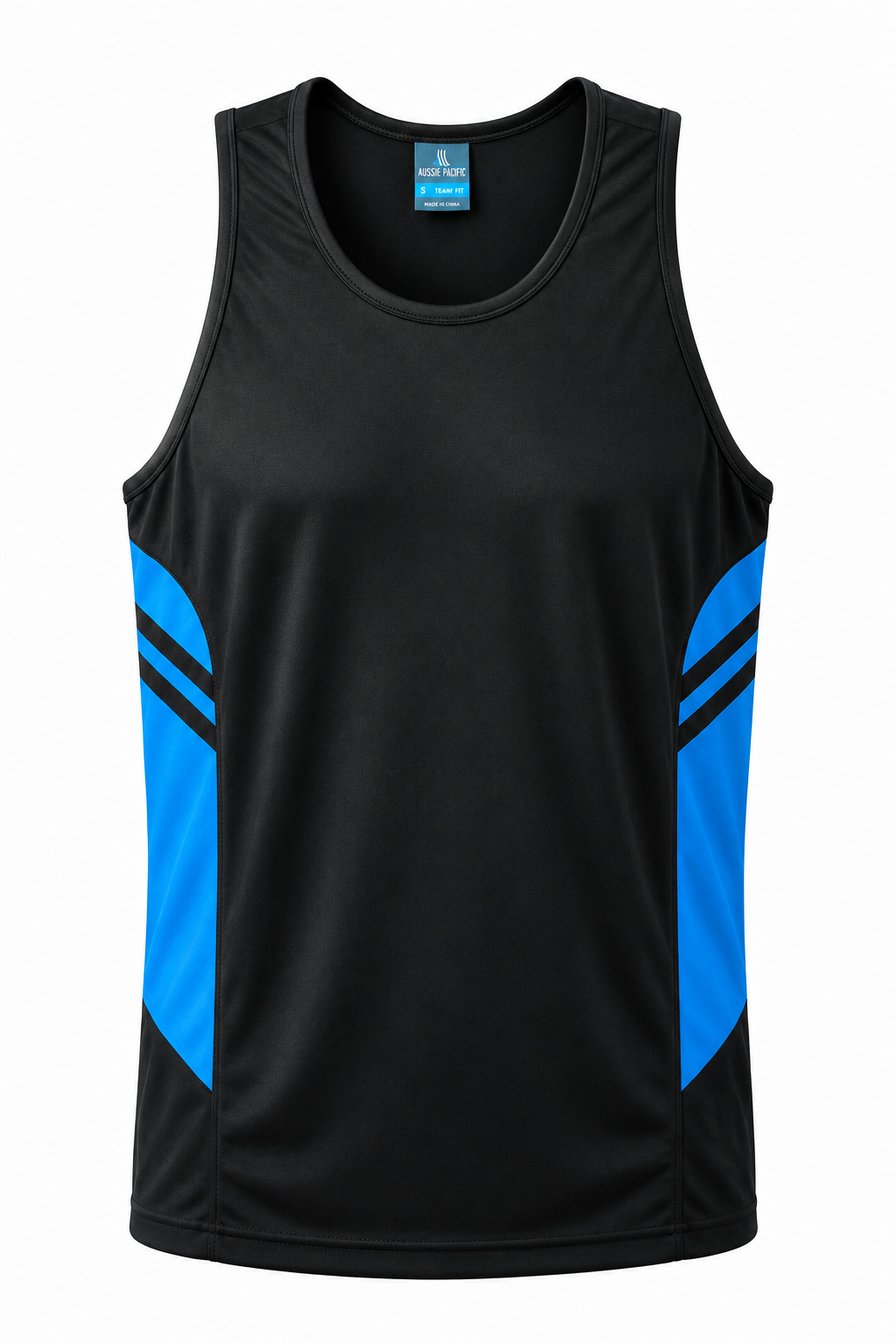 BLACK/CYAN - Tasman Mens Singlets