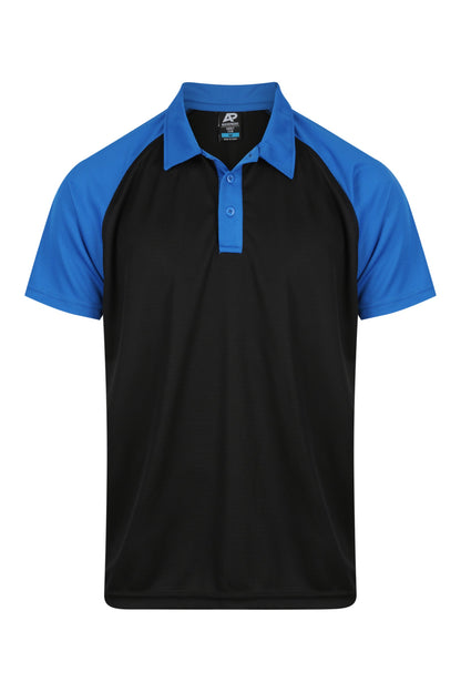BLACK/ELECTRIC ROYAL - Manly Mens Polos