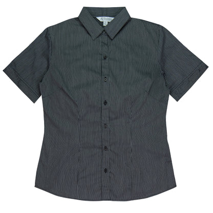 BLACK/SILVER - Henley Lady Shirt Short Sleeve