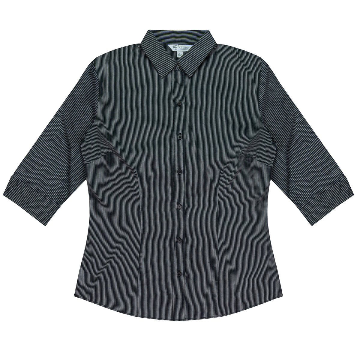 BLACK/SILVER - Henley Lady Shirt 3/4 Sleeve